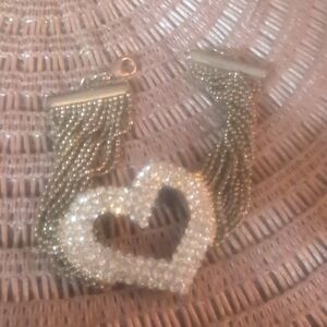 Rhinestone Heart Multi Chain Bracelet